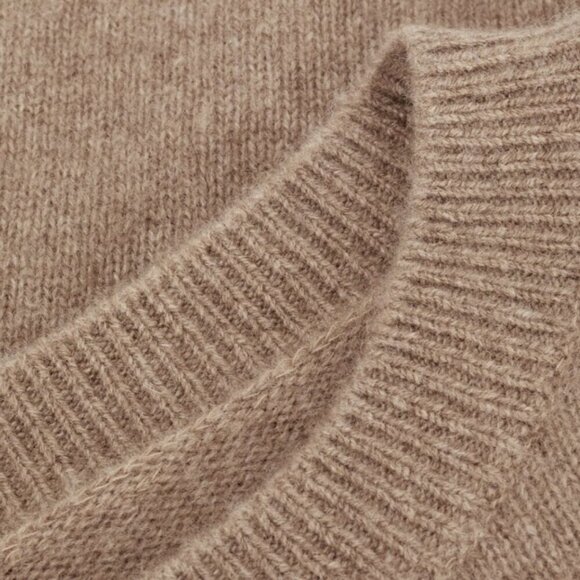 Mango Brown Cashmere Cropped Crewneck Short Sleeve Sweater Medium Minimalist - Picture 5 of 11